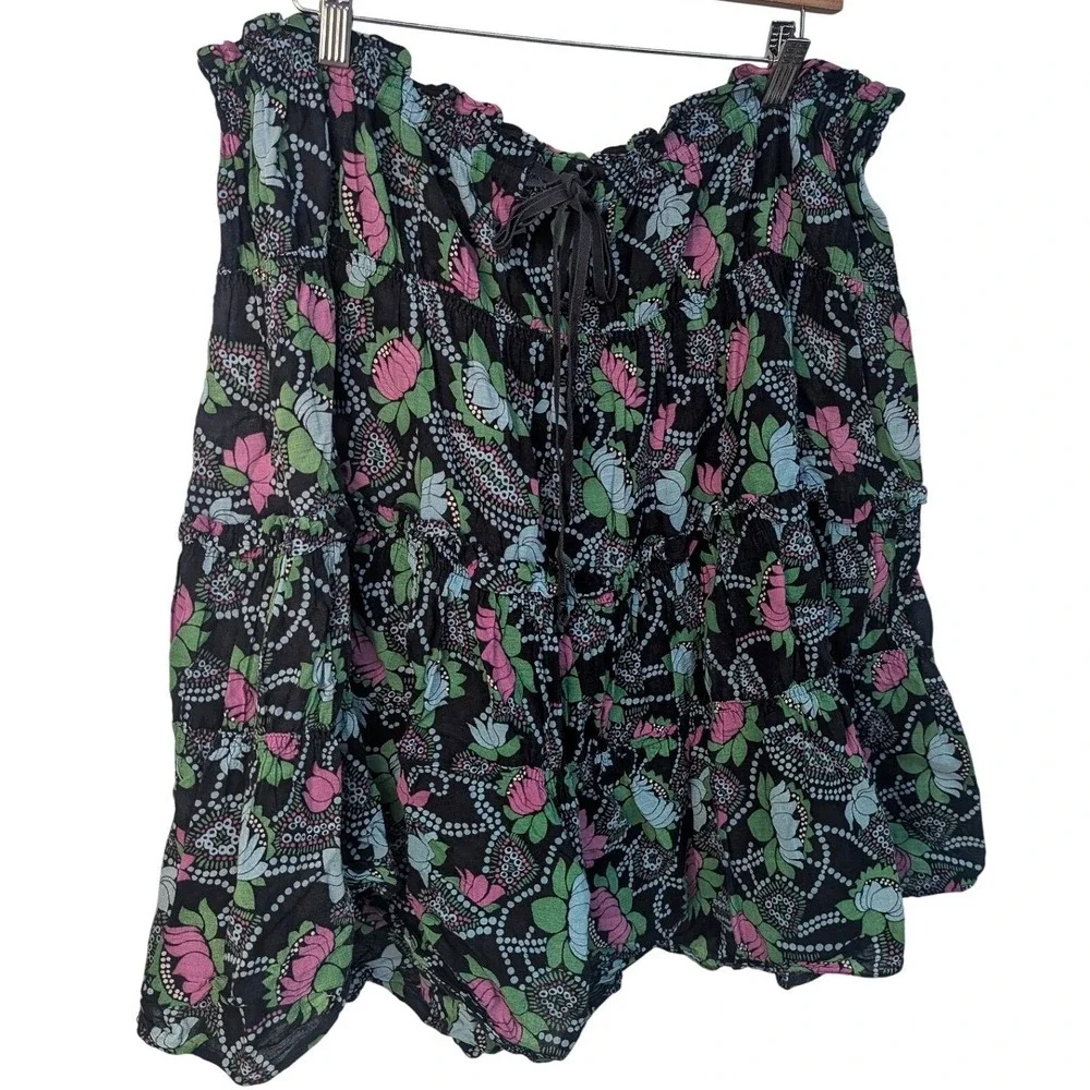 Vintage Y2K Marc Jacobs Dark Multicolor Floral Paisley Tiered Cotton skirt Med